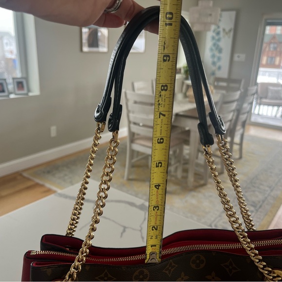 Louis Vuitton Surene MM Monogram Brown Coated Canvas & Cerise (Red) Leather Tote - Picture 14 of 17